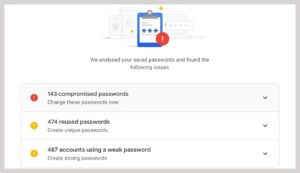 Weak passwords warnings by Chrome
