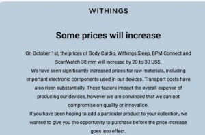 Withings products prices